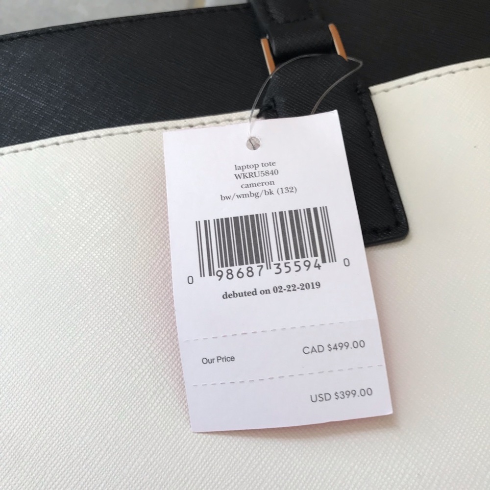 KATE SPADE CAMERON LARGE WHITE BEIGE LAPTOP TOTE - Picture 5 of 8